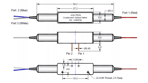Двухкаскадные волоконные latching переключатели 1х1, 1x2, 2х1